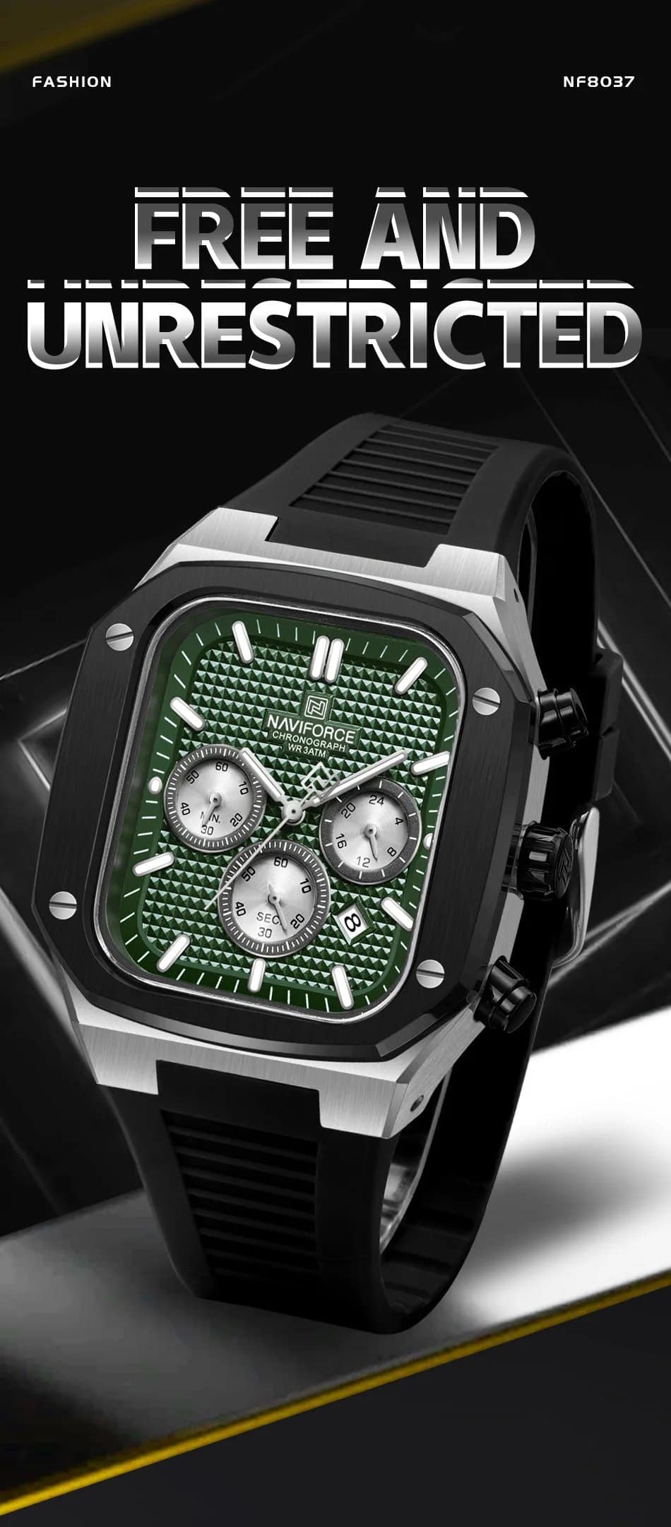 Naviforce NF8037 Square Chronograph Edition