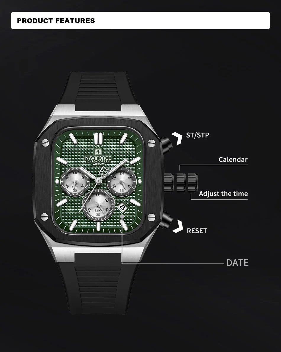Naviforce NF8037 Square Chronograph Edition
