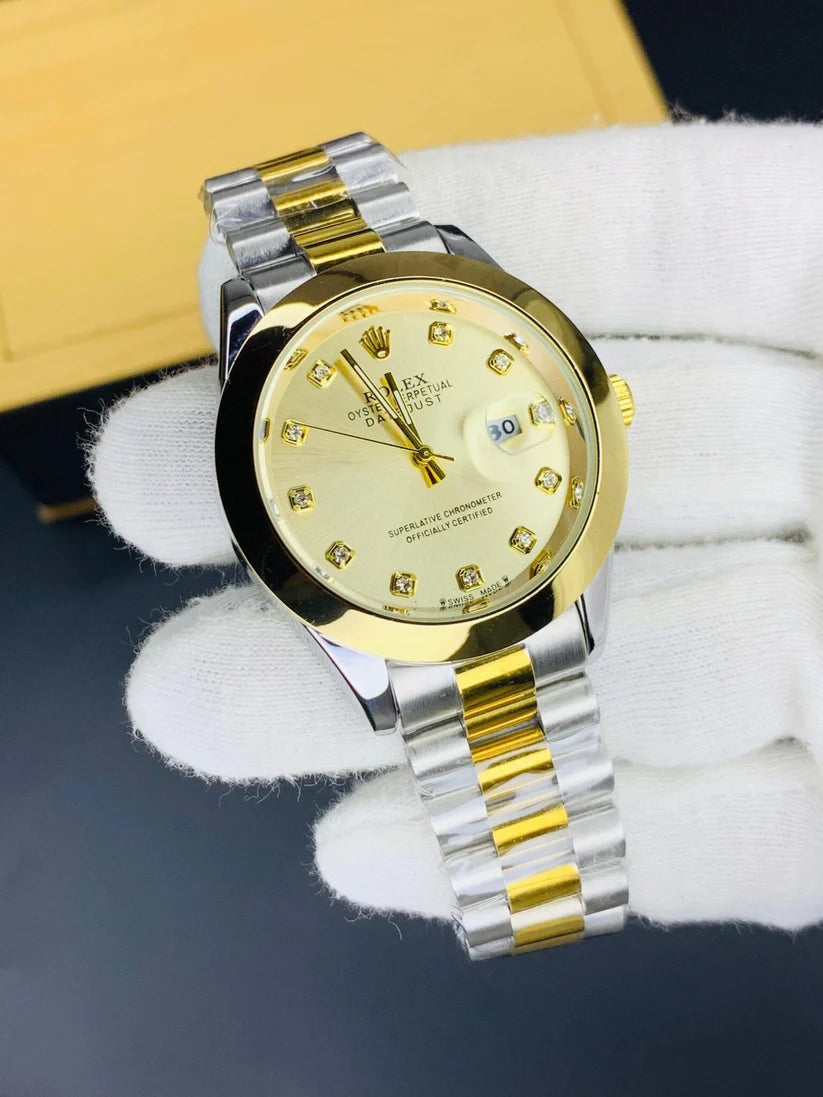 Luxury Two Tone Watch With Date Adjustment